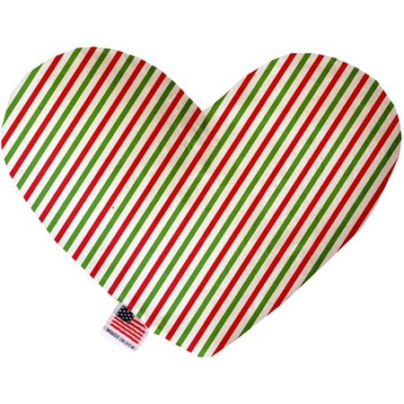 MIRAGE PET PRODUCTS Christmas Pinstripes 6 in. Stuffing Free Heart Dog Toy 1308-SFTYHT6